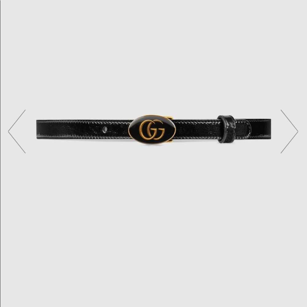 GUCCI Leather belt oval enamel buckle SIZE 80 AUTH